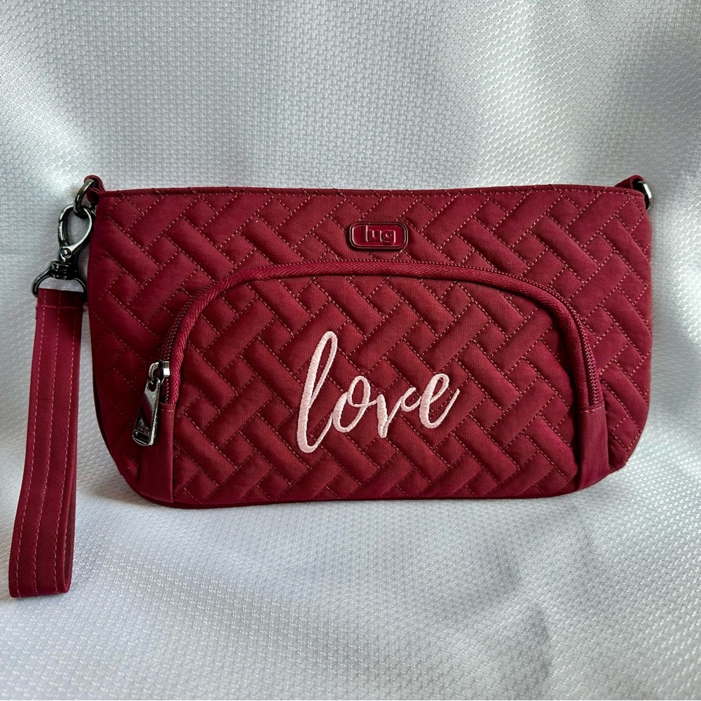 Lug Flyer Burgundy Quilted LOVE Wristlet